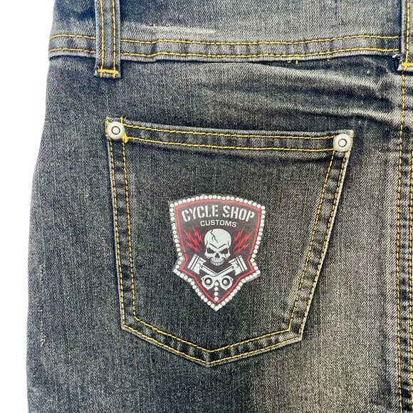 Sexy Punk Rock Denim Mini Skirt XS Custm by Madz  Goth Metal Festival Outfit - Picture 10 of 16